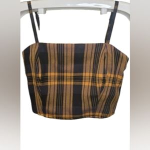 Aeropostale Black and Orange‎ Plaid Cropped NWOT Tank Top